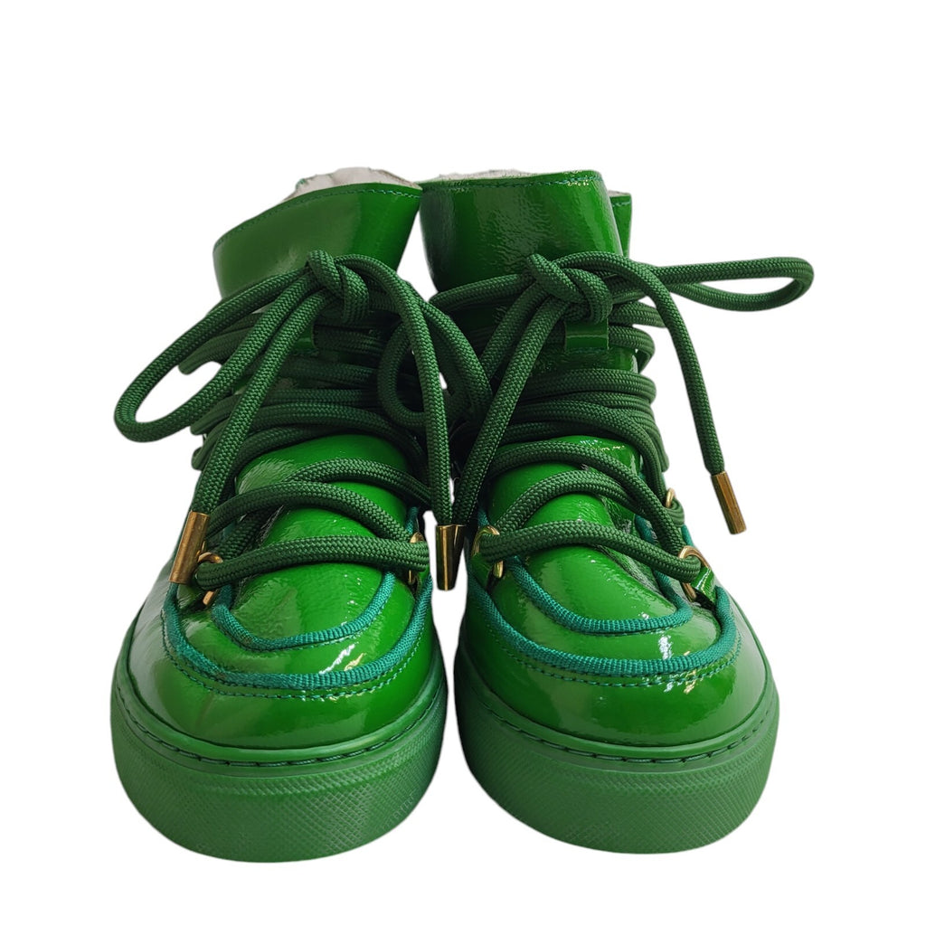 Inuikii Green Lace-up Leather Sheepskin Lined Boots Uk Women's Size 4 Bnwob