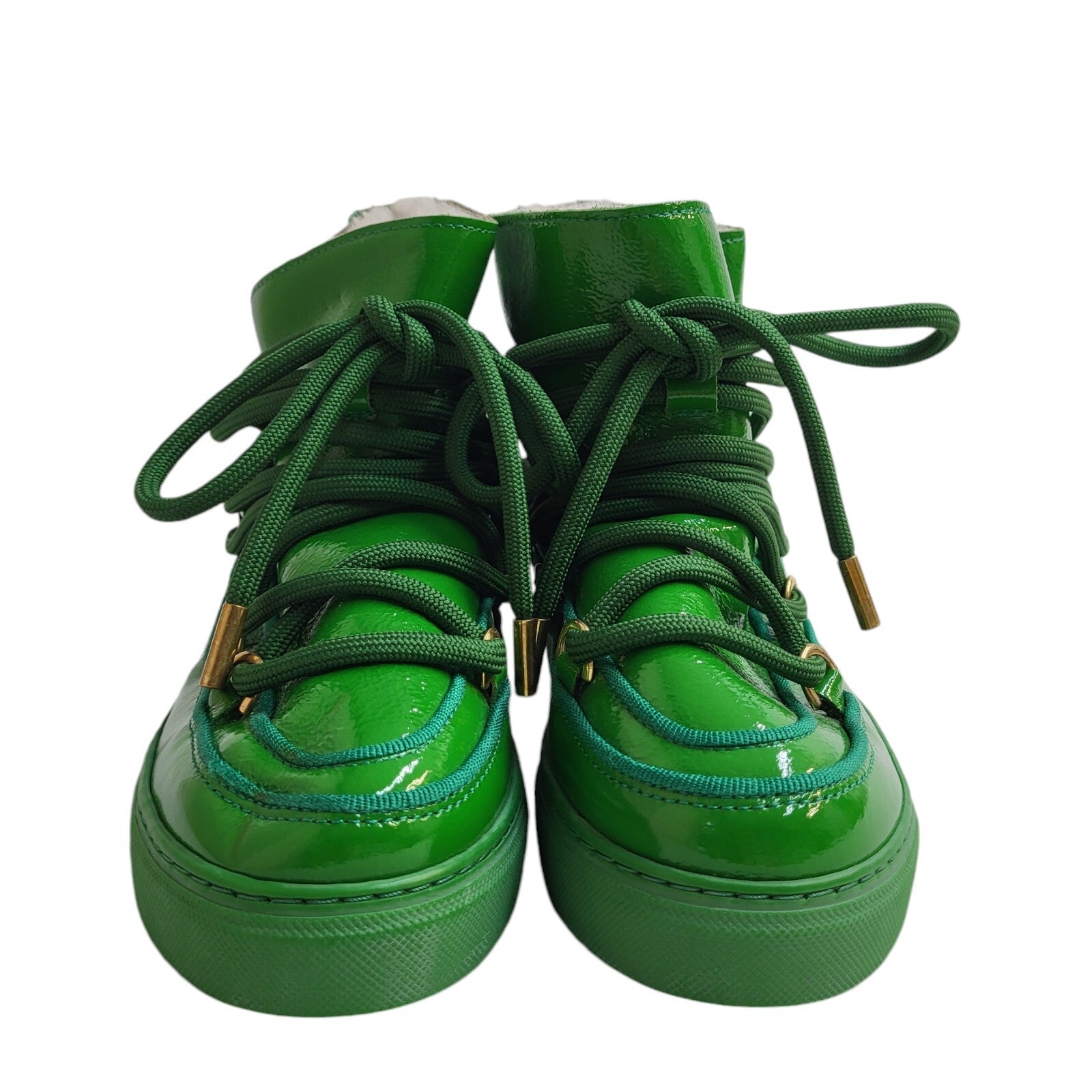 Inuikii Green Lace-up Leather Sheepskin Lined Boots Uk Women's Size 4 Bnwob