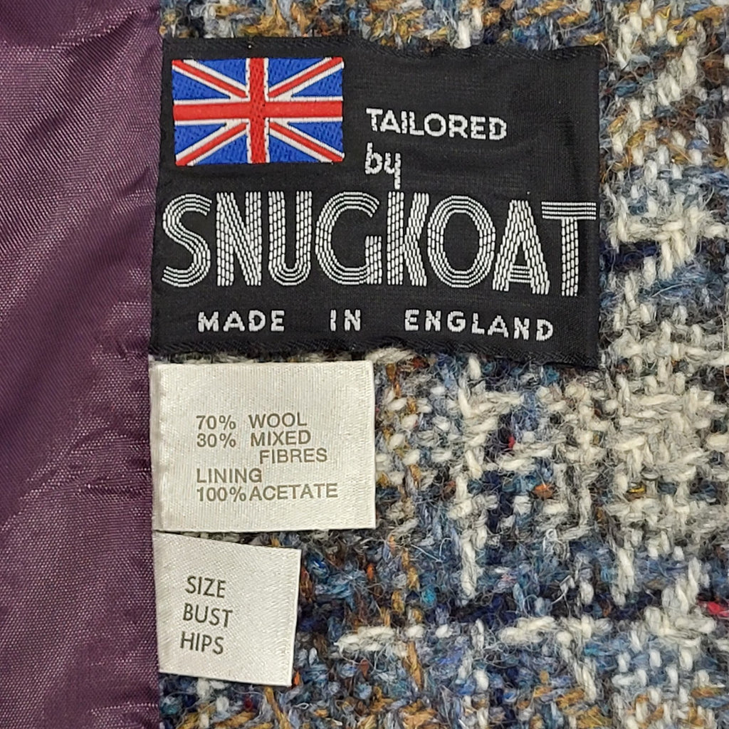 Snugkoat Blue Grey 80s Vintage Wool Button Coat Uk Women's Size 18
