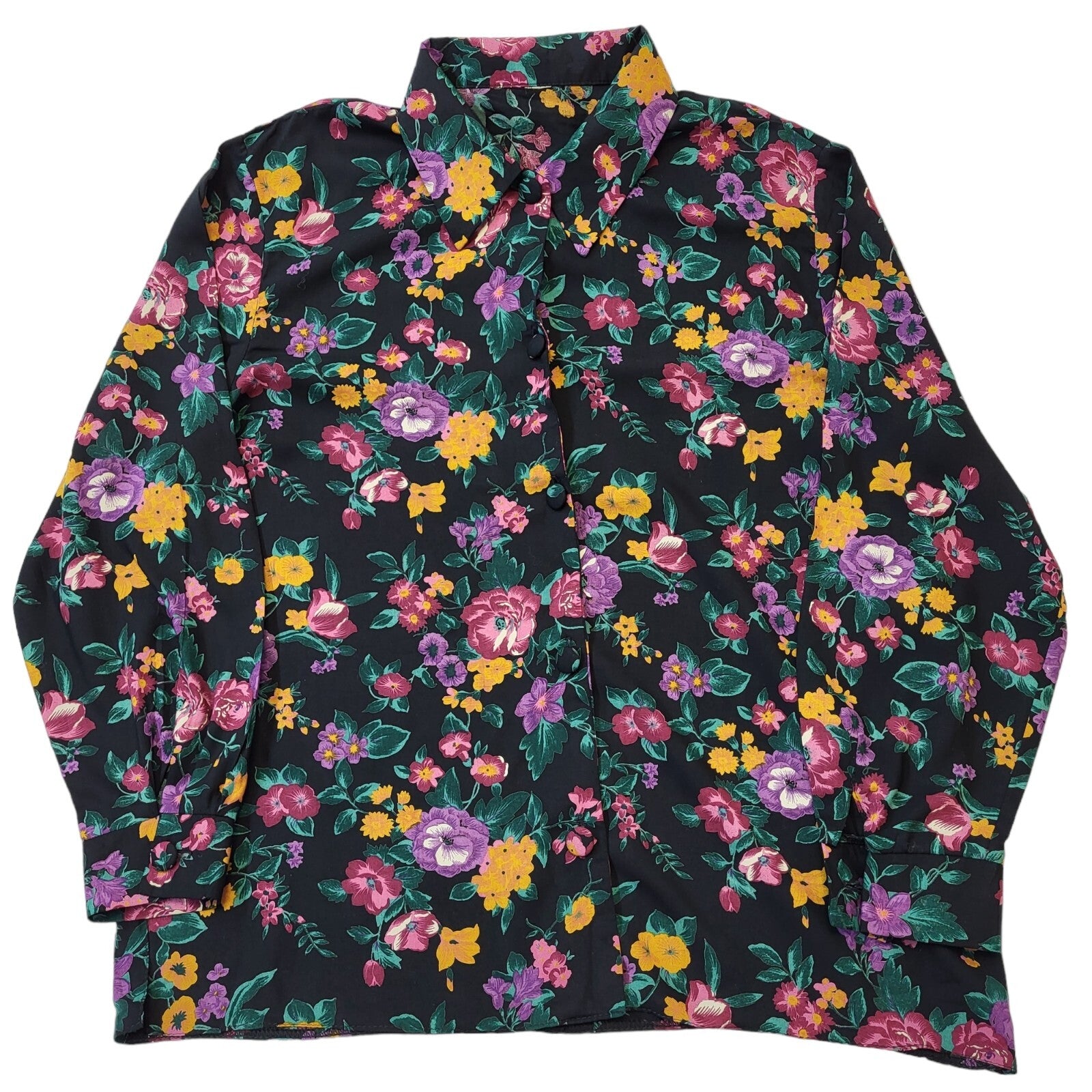 90's Vintage Multicoloured Floral Long Sleeve Shirt Womens UK Size 20