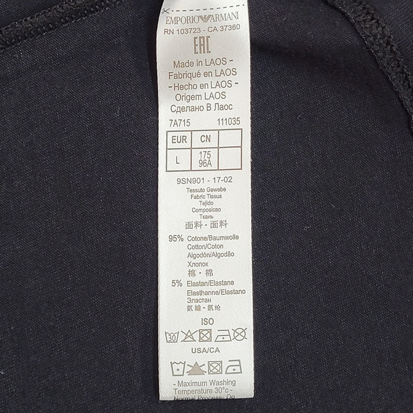 Emporio Armani Black Y2k Cotton Double Stitch T-Shirt Uk Women's Size L Bnwt
