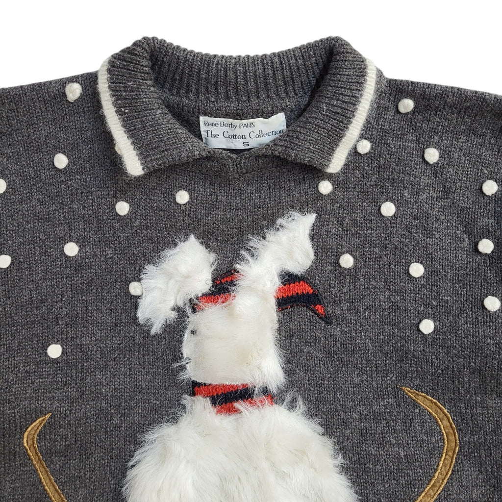 Rene Derhy Paris Grey 90s Xmas Jumper UK Women's Size S