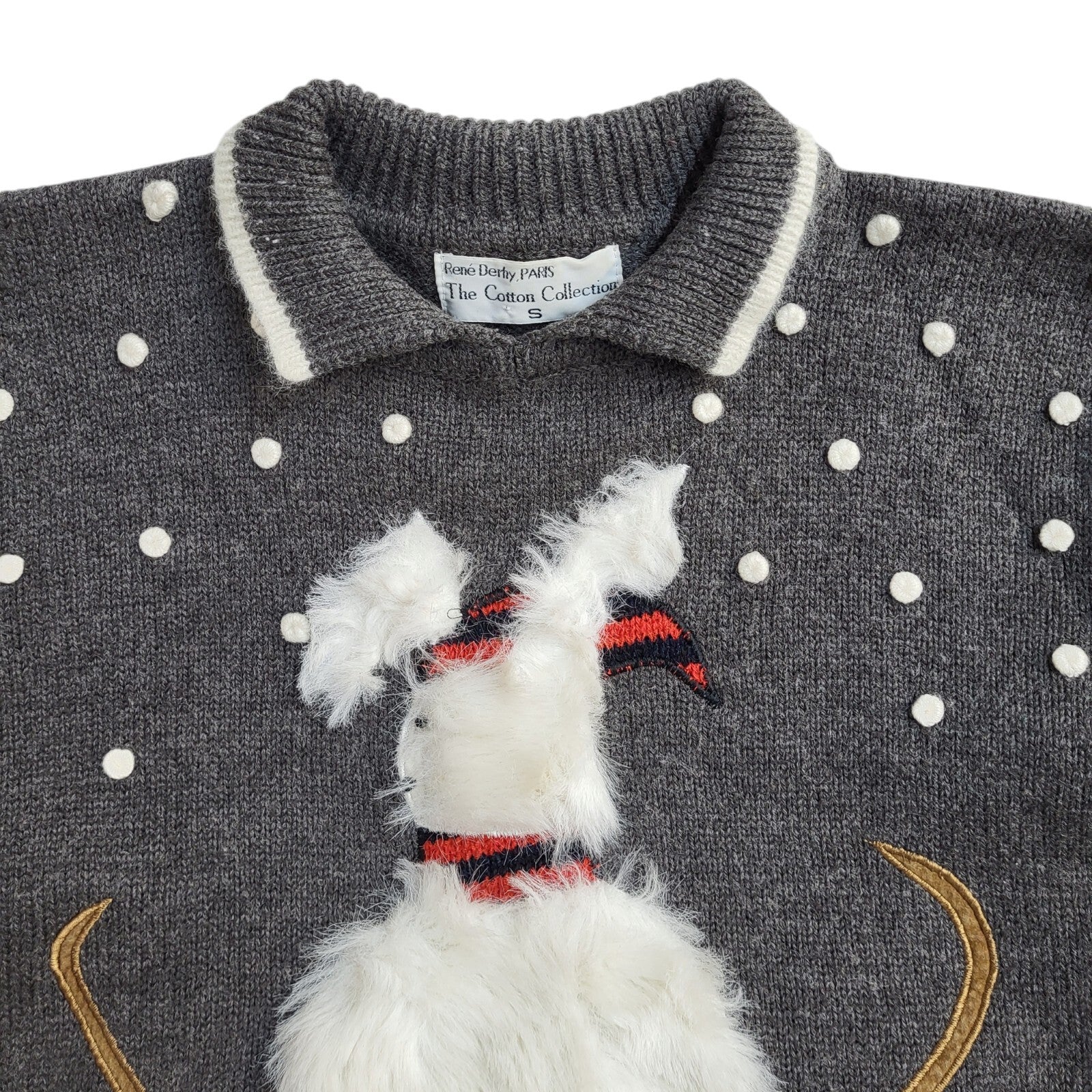 Rene Derhy Paris Grey 90s Xmas Jumper UK Women's Size S