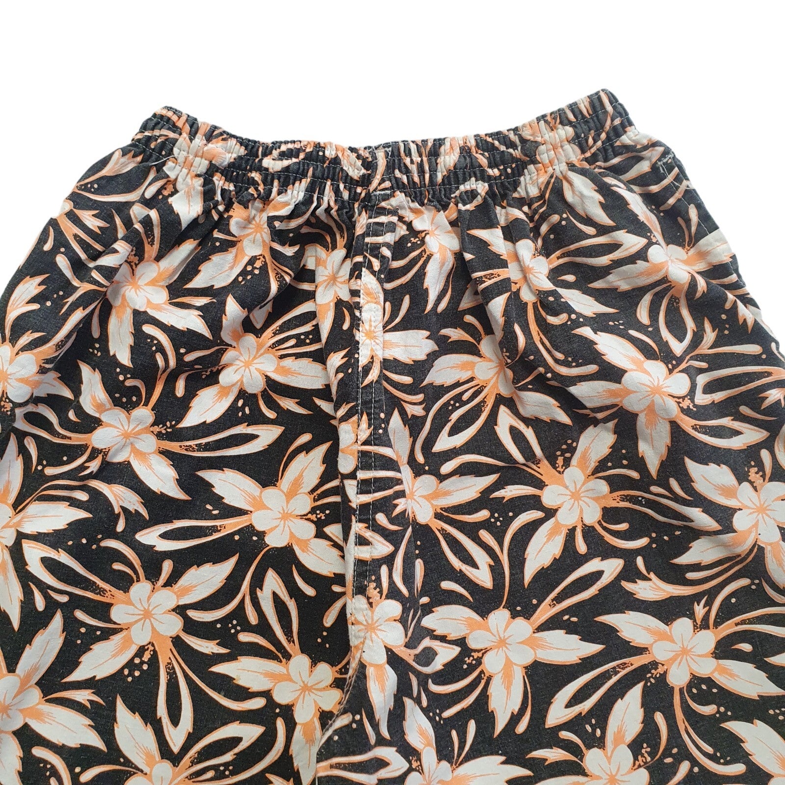 Mecanic London Vintage 90's Black & Orange Floral 3/4 Shorts Womens UK S W26