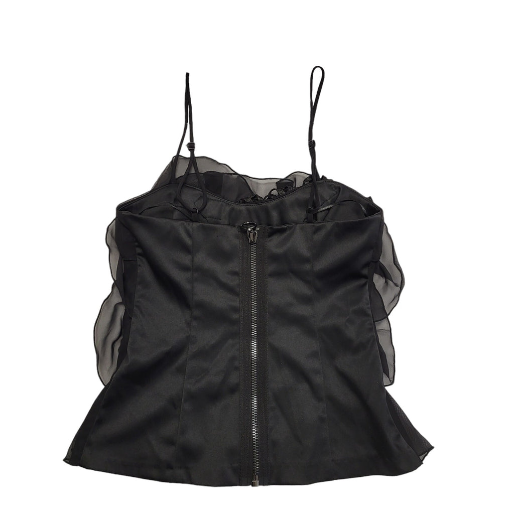 River Island Y2K Black Strap Ruffle Party Top BNWT Womens UK Size 8