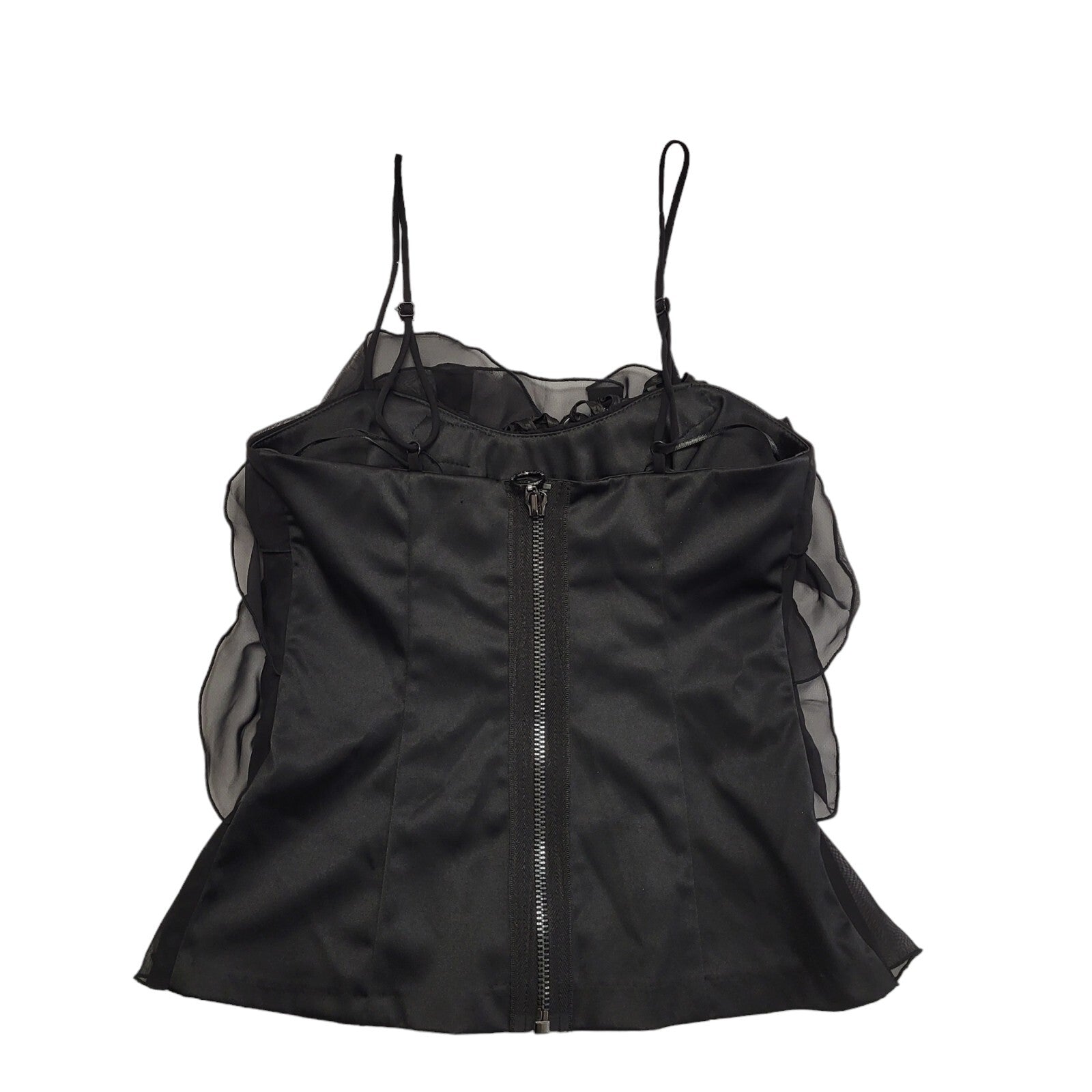 River Island Y2K Black Strap Ruffle Party Top BNWT Womens UK Size 8