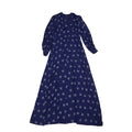 70s Vintage Navy & White V-Neck Long Sleeved Maxi Dress Women's 10