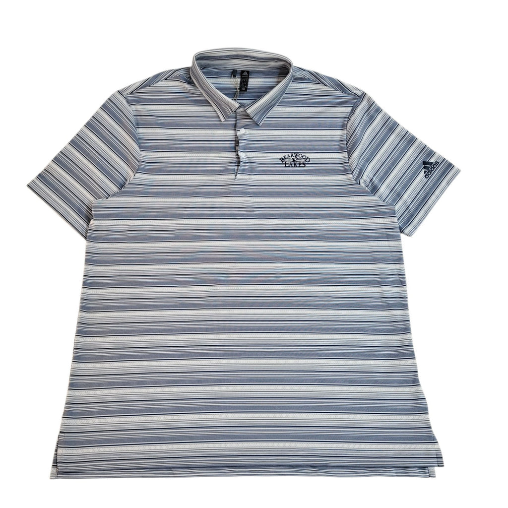 Adidas Bearwood Lakes White & Blue Striped Polo Shirt Uk Men's Size XL Bnwt