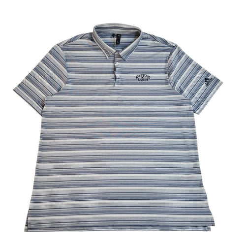 Adidas Bearwood Lakes White & Blue Striped Polo Shirt Uk Men's Size XL Bnwt