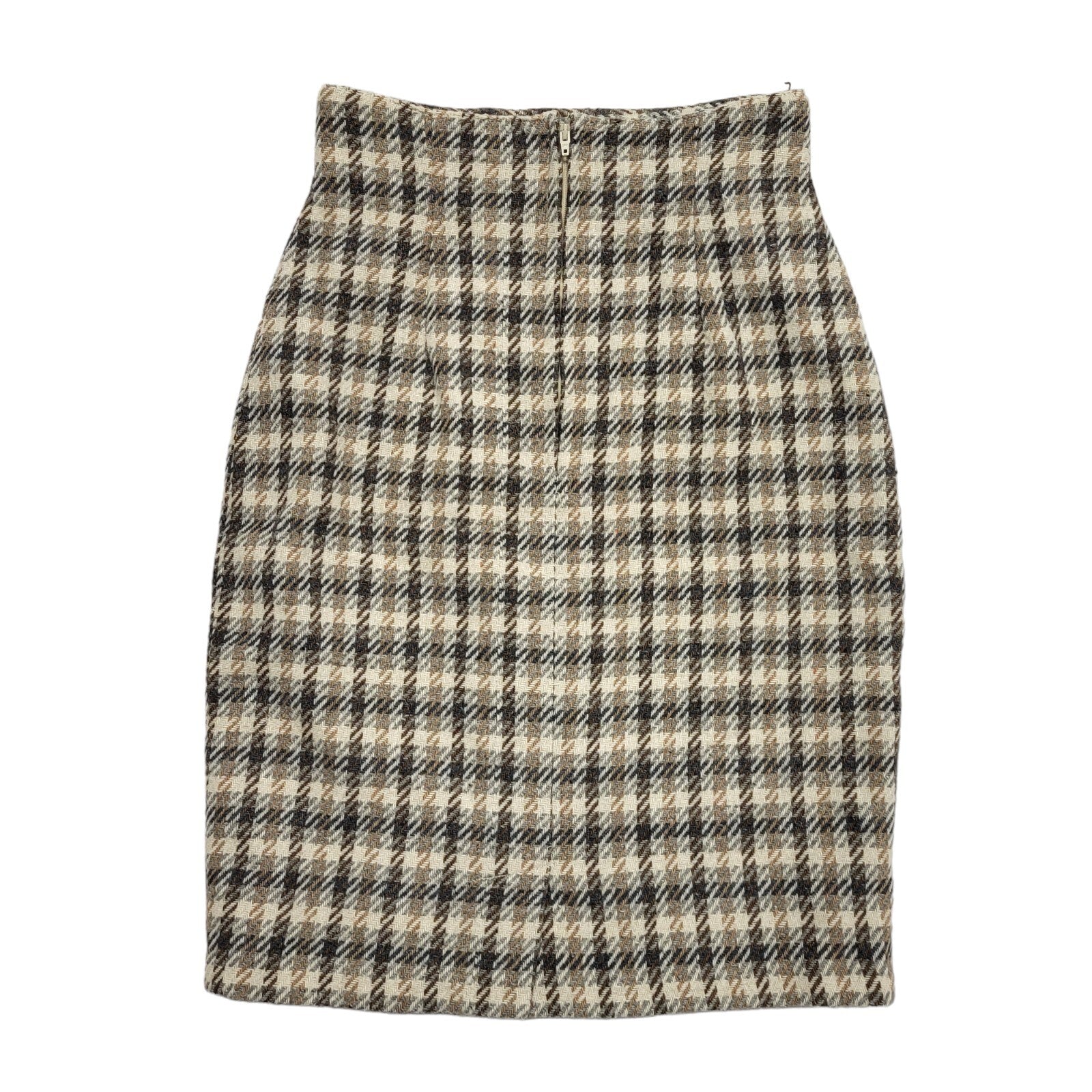 Dorothy Perkins 80s Vintage Beige Check Pencil Skirt Uk Women's Size 10 W28