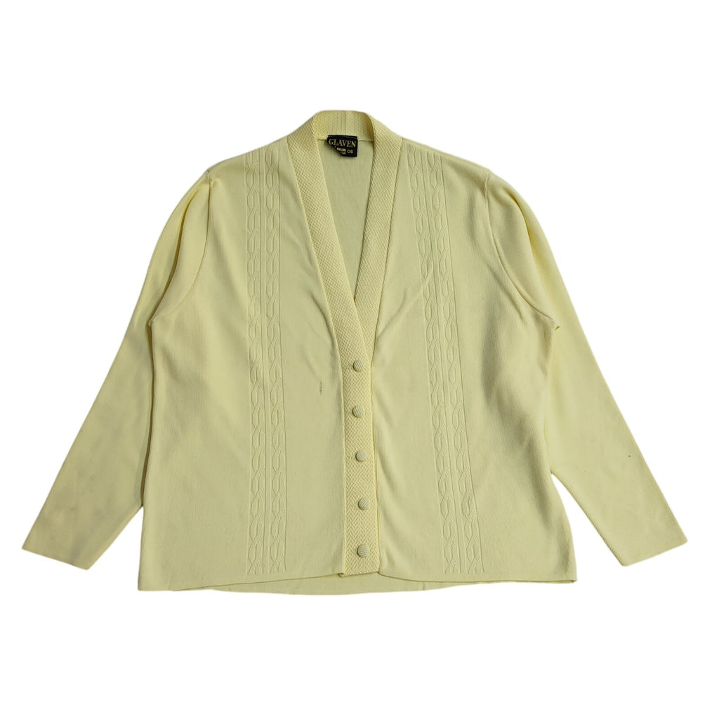 Glaven  80s Vintage Yellow Button Up Cardigan UK Women's Size 16