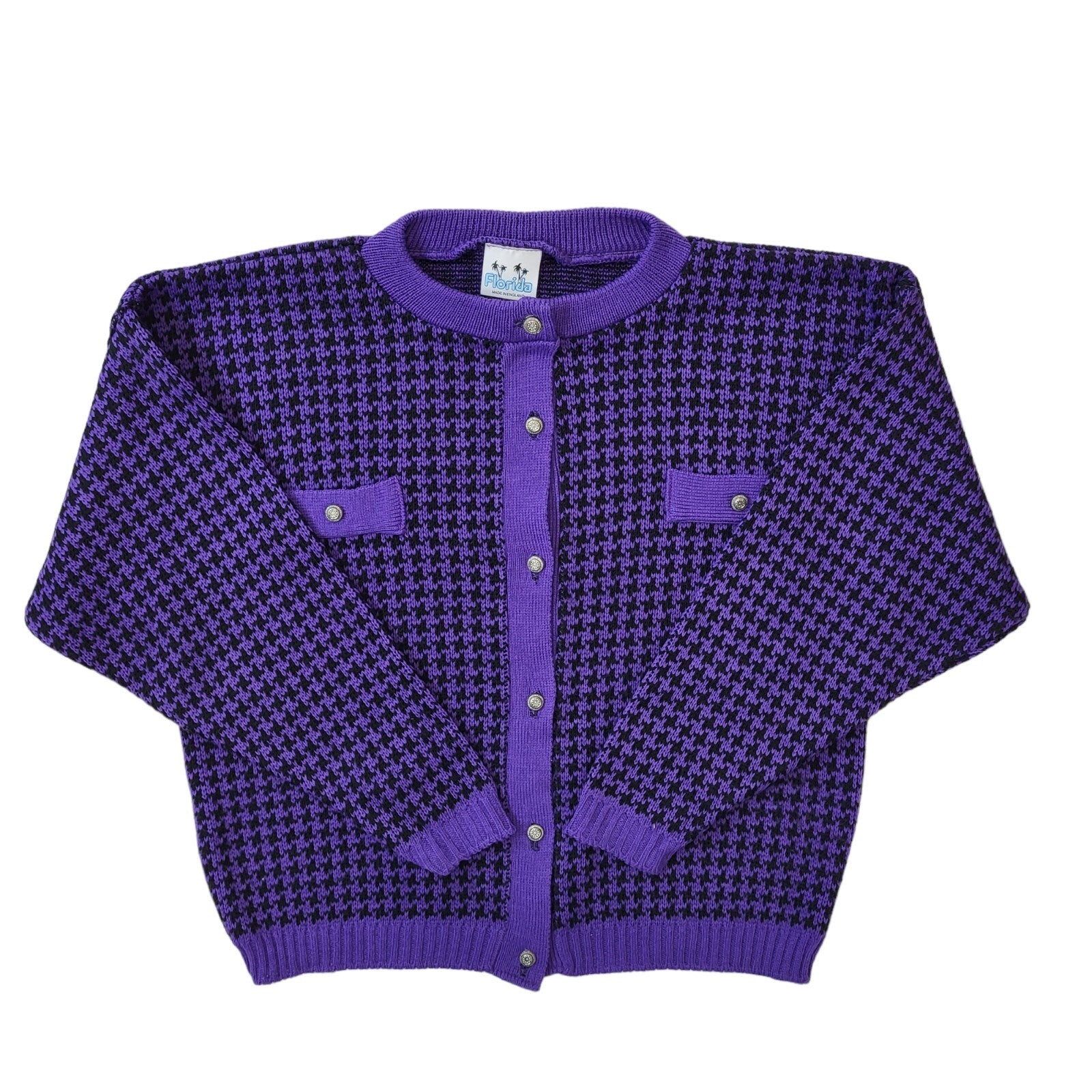 Florida 90s Vintage Purple Button-Up Cardigan Women's Size 14 Eu 42