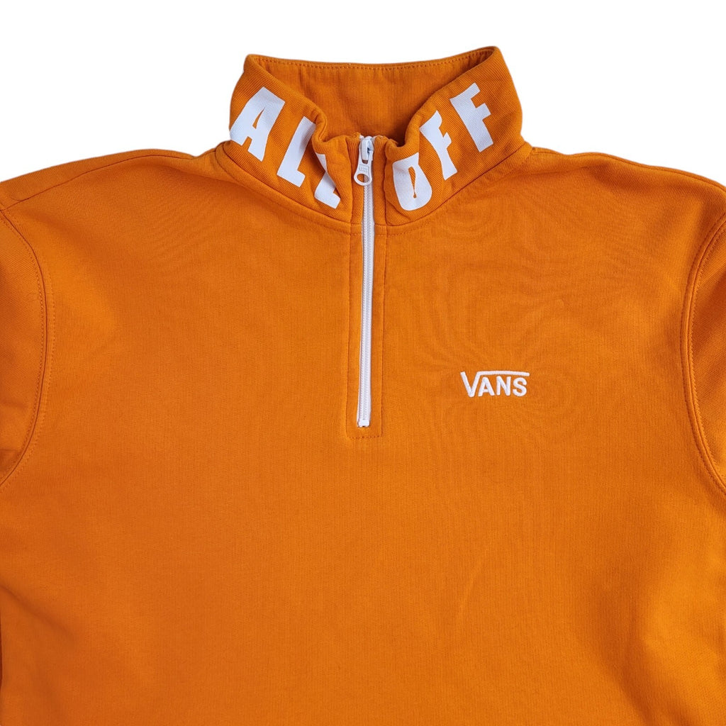 Vans Sweatshirt Off The Wall Orange 1/4 Zip High Neck 90's UK Men's Size S