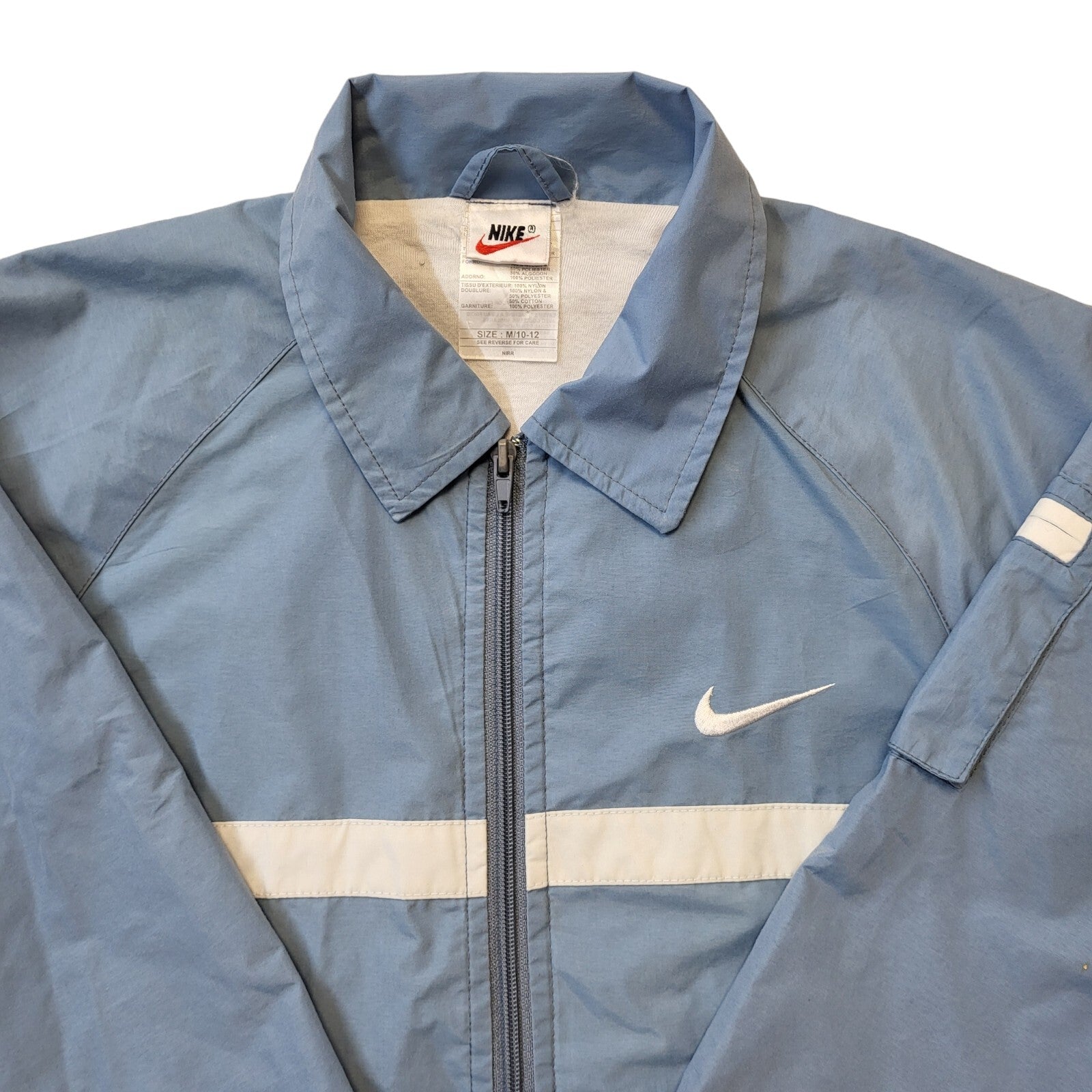 Nike 90s Vintage Blue & White Zip Up Sports Jacket Women's Size M (10-12)