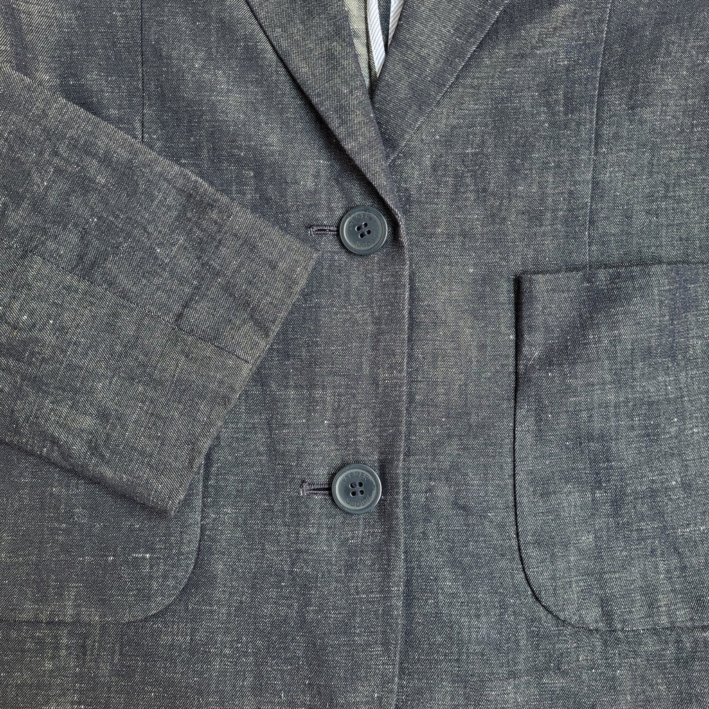 Jaeger Suit Jacket Y2k Blue Linen Blend UK Women's Size M 10