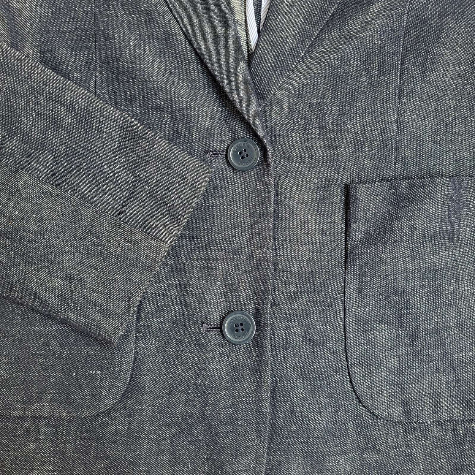 Jaeger Suit Jacket Y2k Blue Linen Blend UK Women's Size M 10