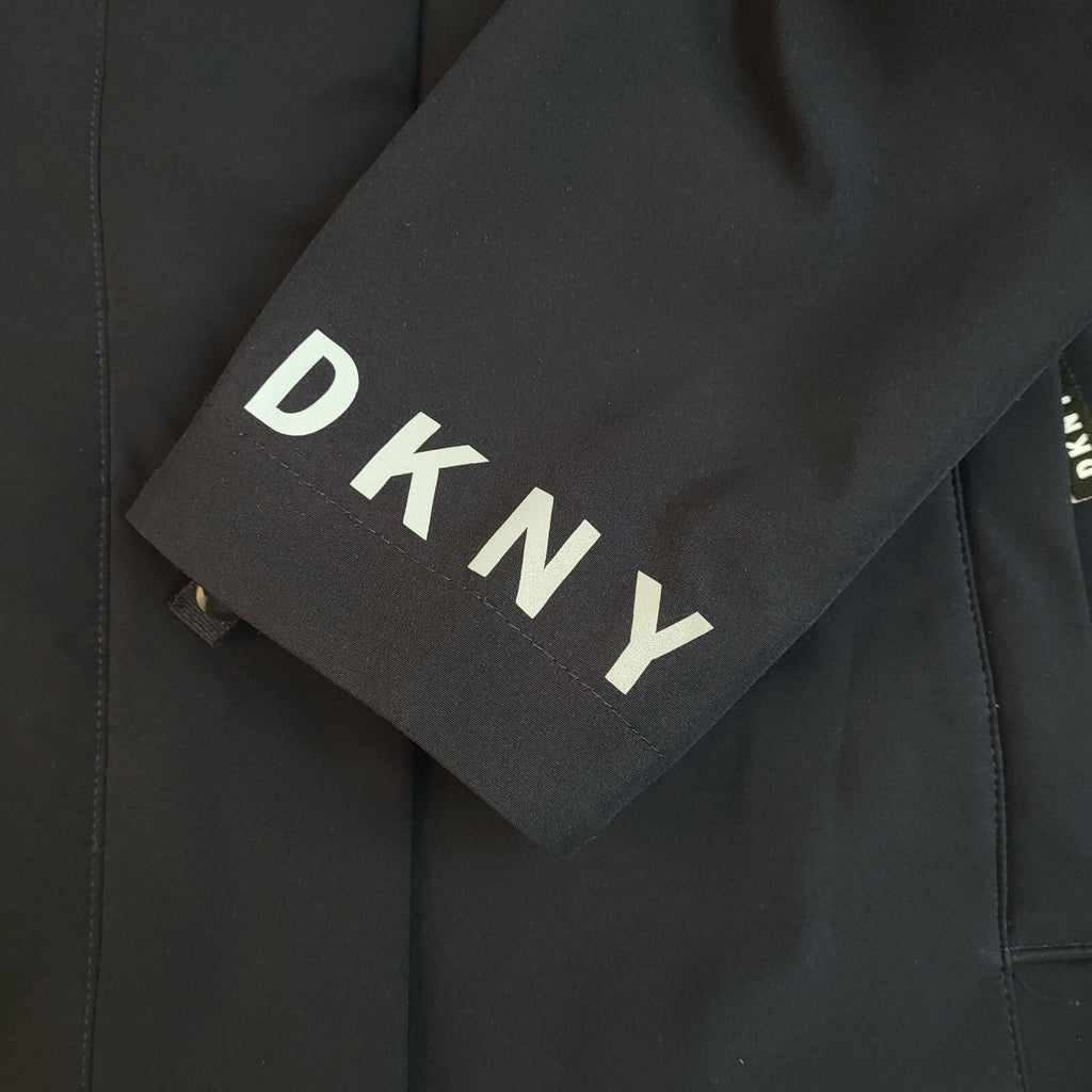 DKNY Vintage Y2k Navy Blue Hooded Rain Coat Women's UK M