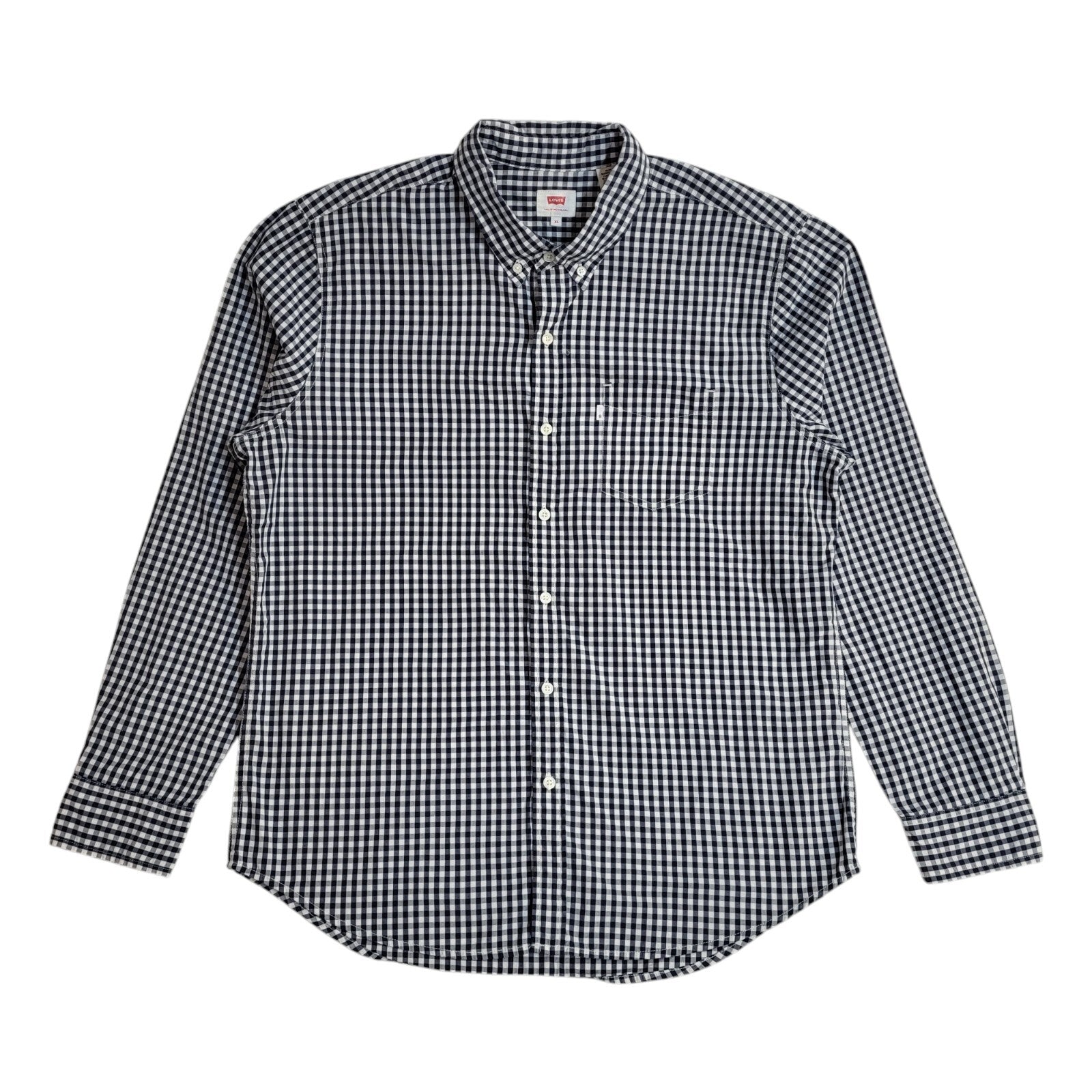 Levi's  Blue & White Checked Modern Long Sleeve Shirt UK Men's Size XL