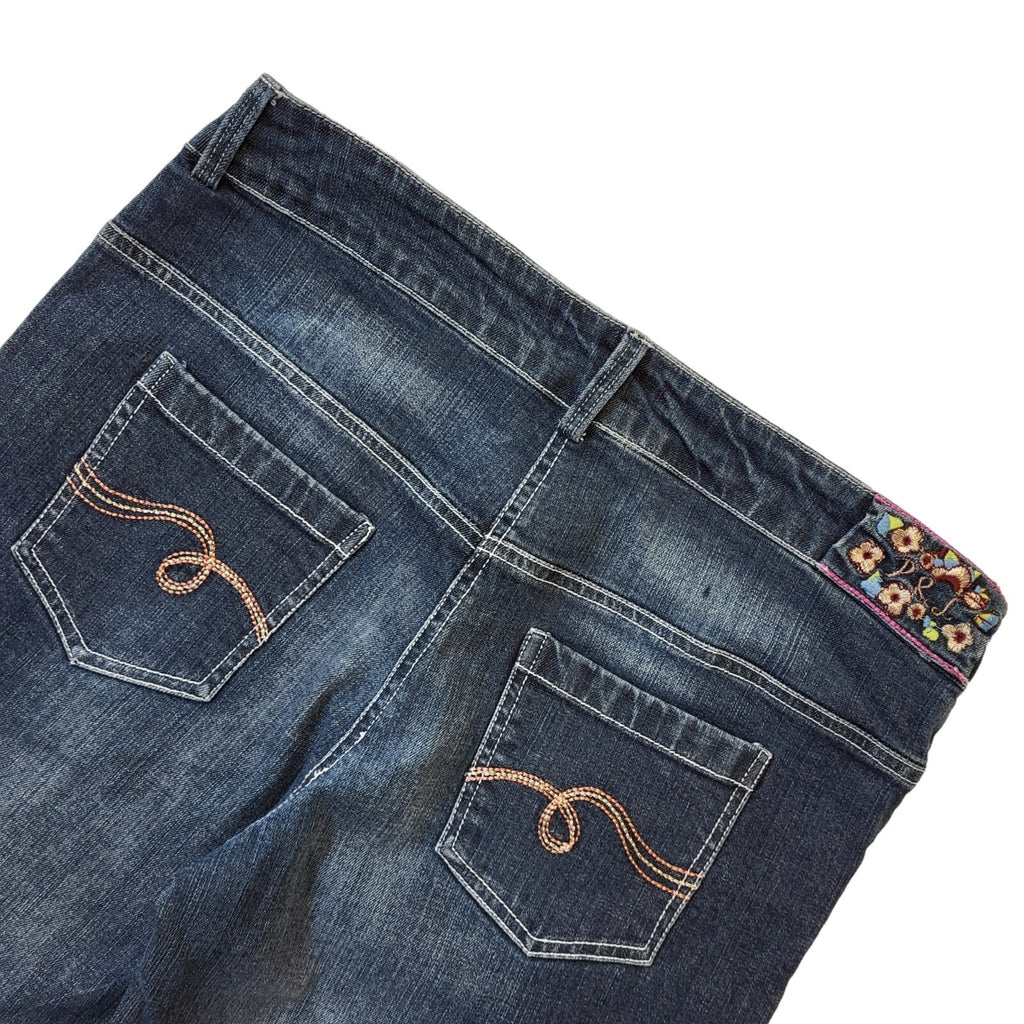 Peace & Love Y2K Vintage Faded Blue Cropped Denim Jeans Women's Size XL W32 L25