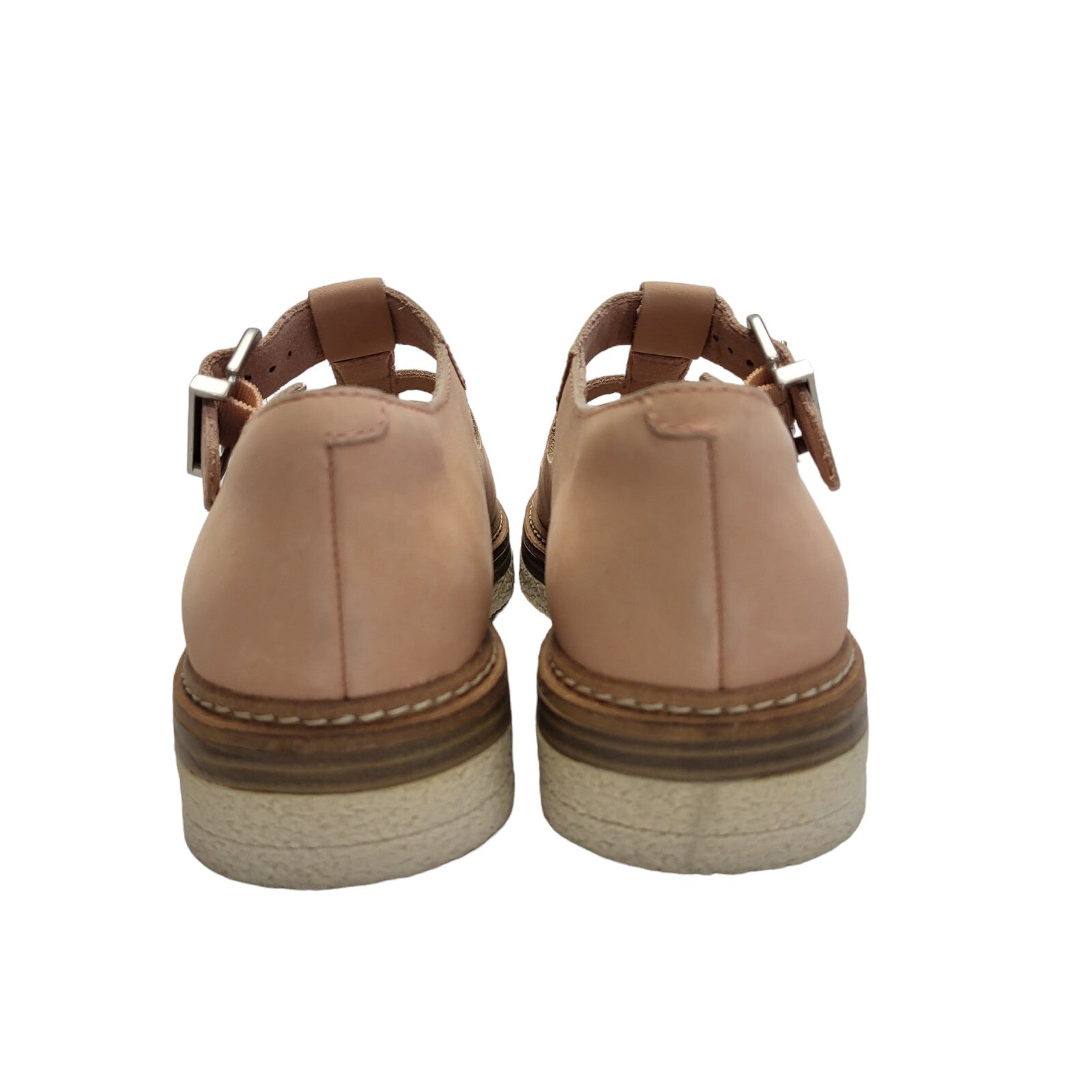 Clarks Zante Freya Pink Leather Vintage Buckle Flat Shoes Uk Girl's Size 3.5