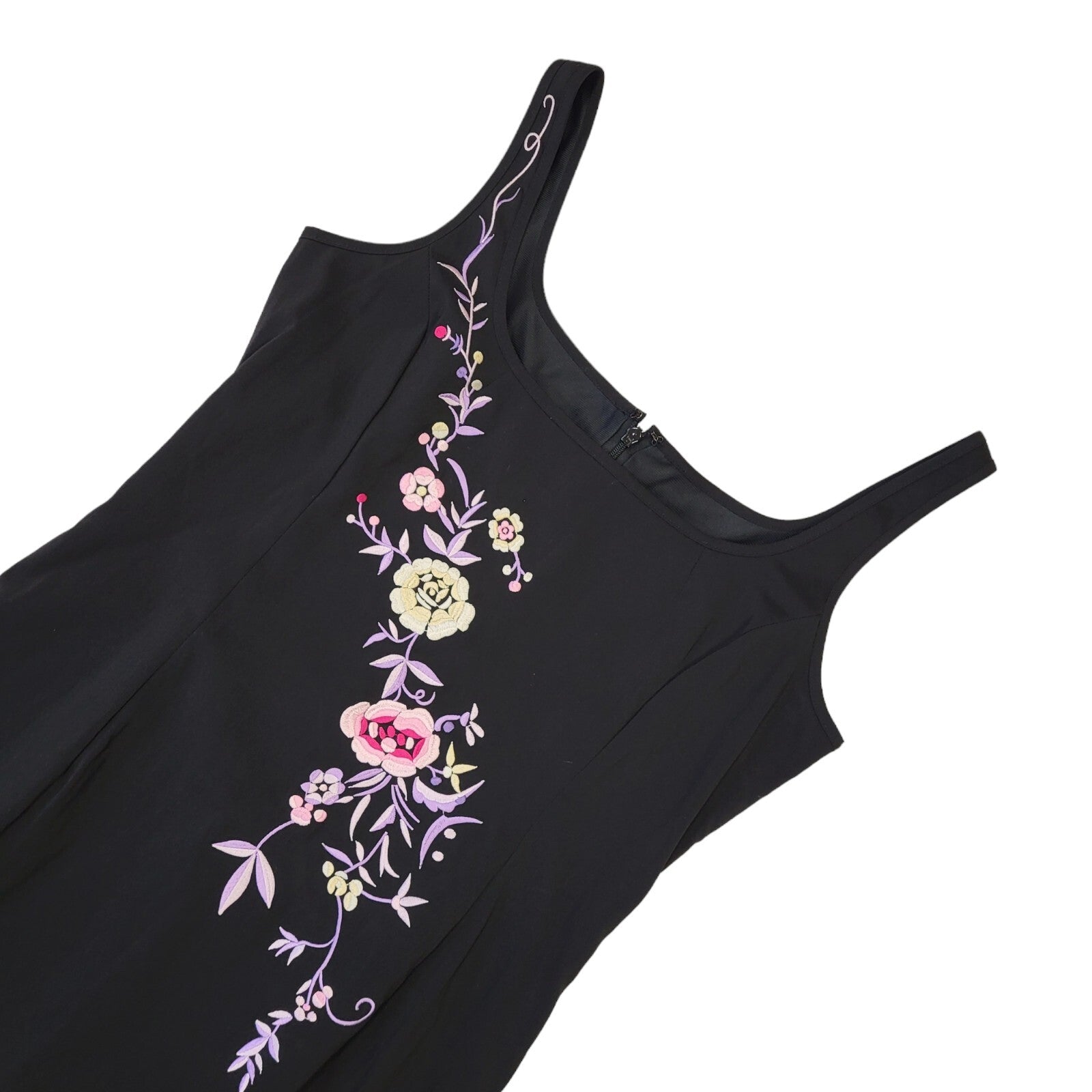 Linea Vintage 90s Black Pink Floral Dress Uk Women's Size 10