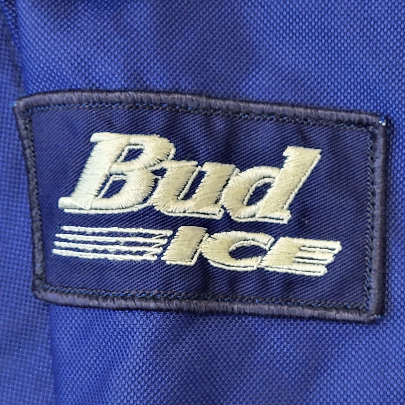 White Stuff 90s Vintage Bud Ice Navy & White 1/4 Zip Jacket Men's Size Large