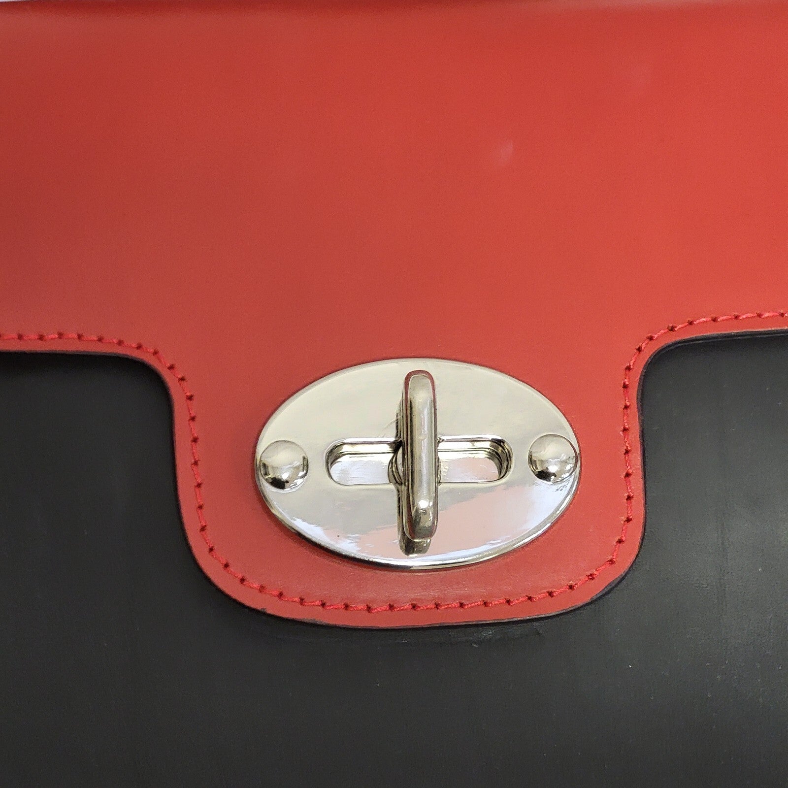 Genuine Leather Red Black Small Shoulder Bag Uk Women's Size 8" x 11.5"