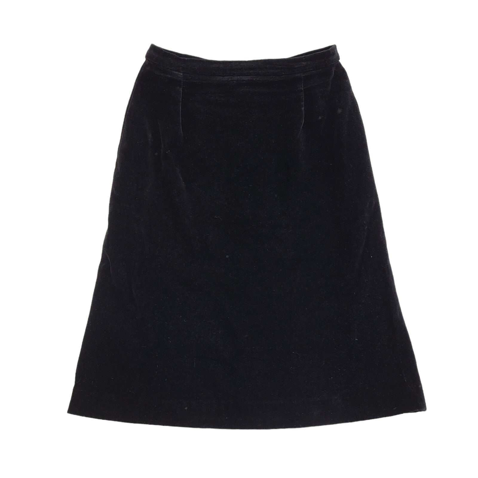 Vintage 80's Black Velour Midi Skirt Womens UK Size 14 W30
