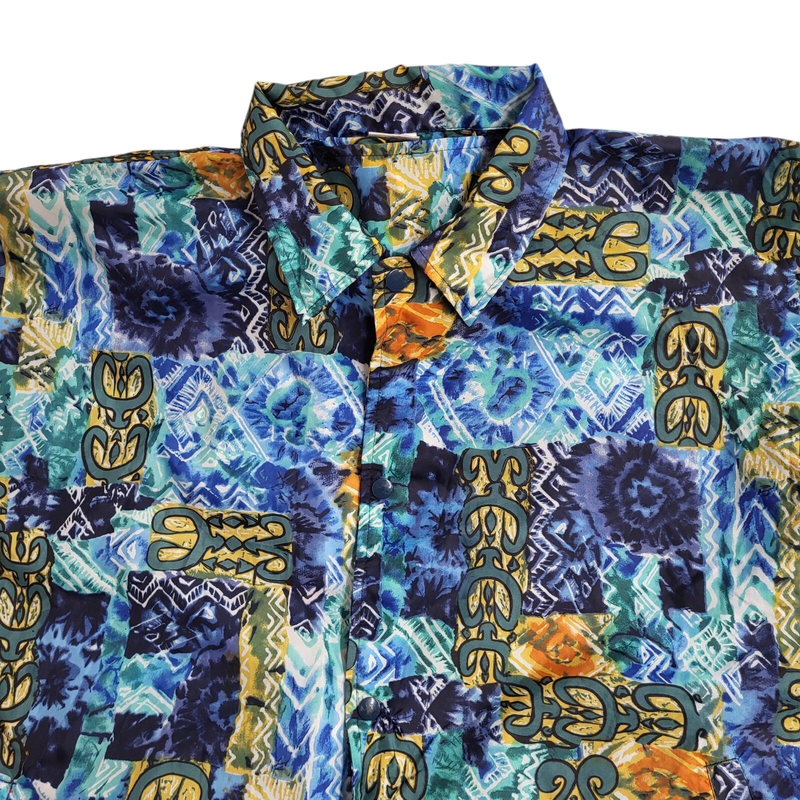 Vintage Blue Windbreaker 90s Snap Vintage Geometric Jacket Uk Men's Size XL