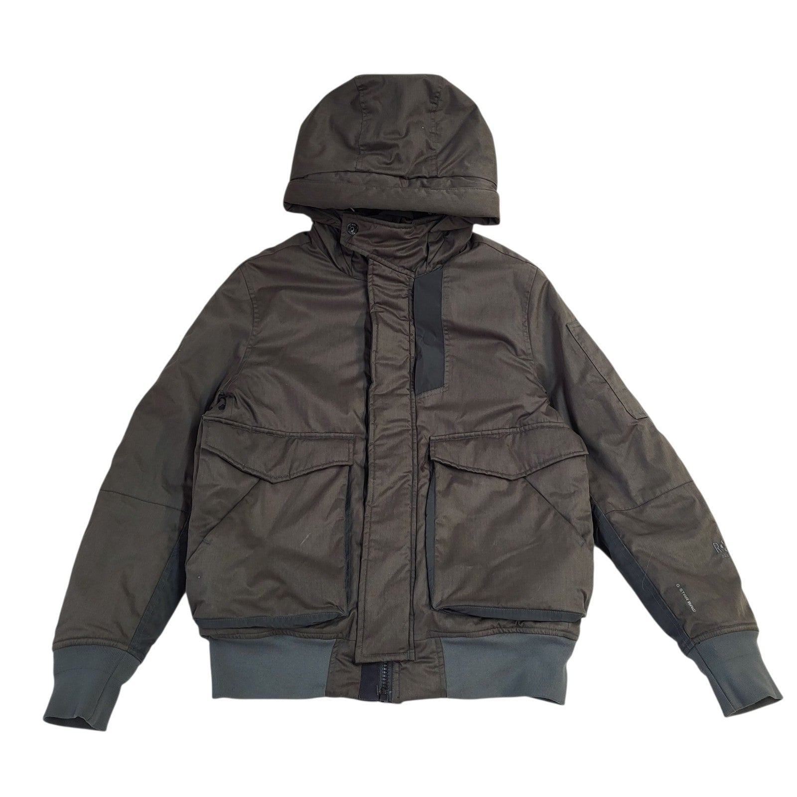 G-Star Raw Green Zip & Snap Hooded Y2K Jacket UK Men's Size M