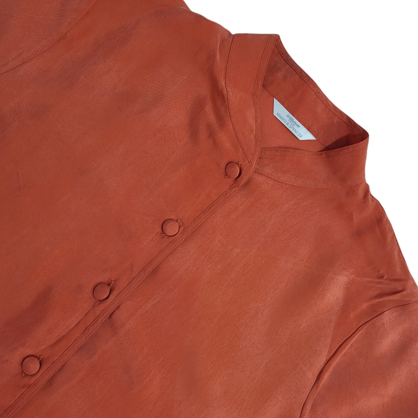 St Michael 90s Vintage Orange Short Sleeve Shirt Uk Women's Size 12
