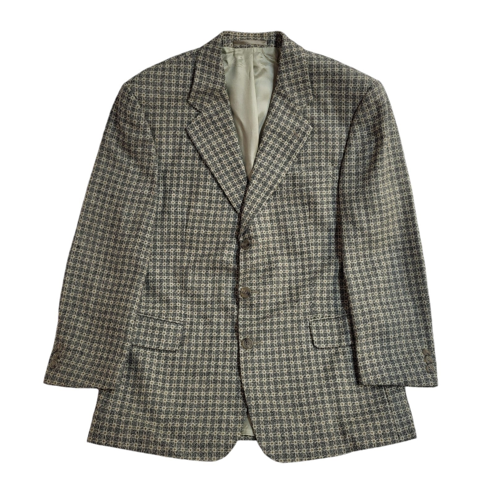 Bonacelli 90s Button Grey  & Beige Vintage Suit Blazer Jacket Men's Size M