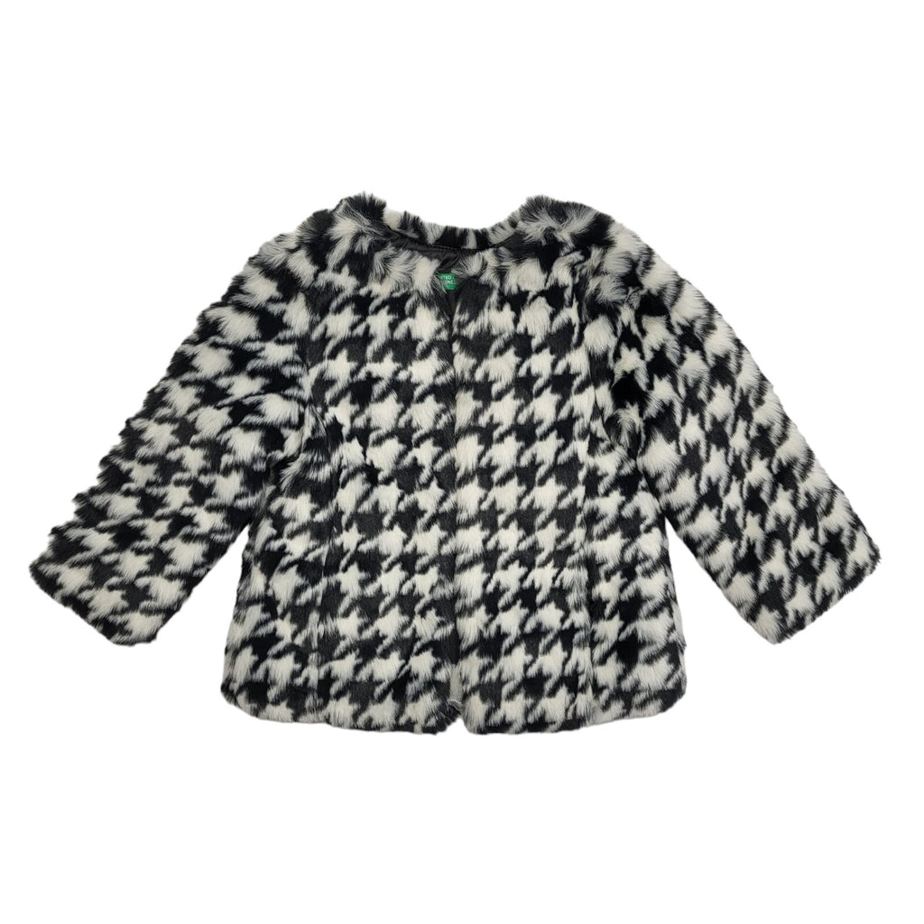 United Colors Of Benetton Black & White Faux Fur Jacket Uk Girl's Age 2