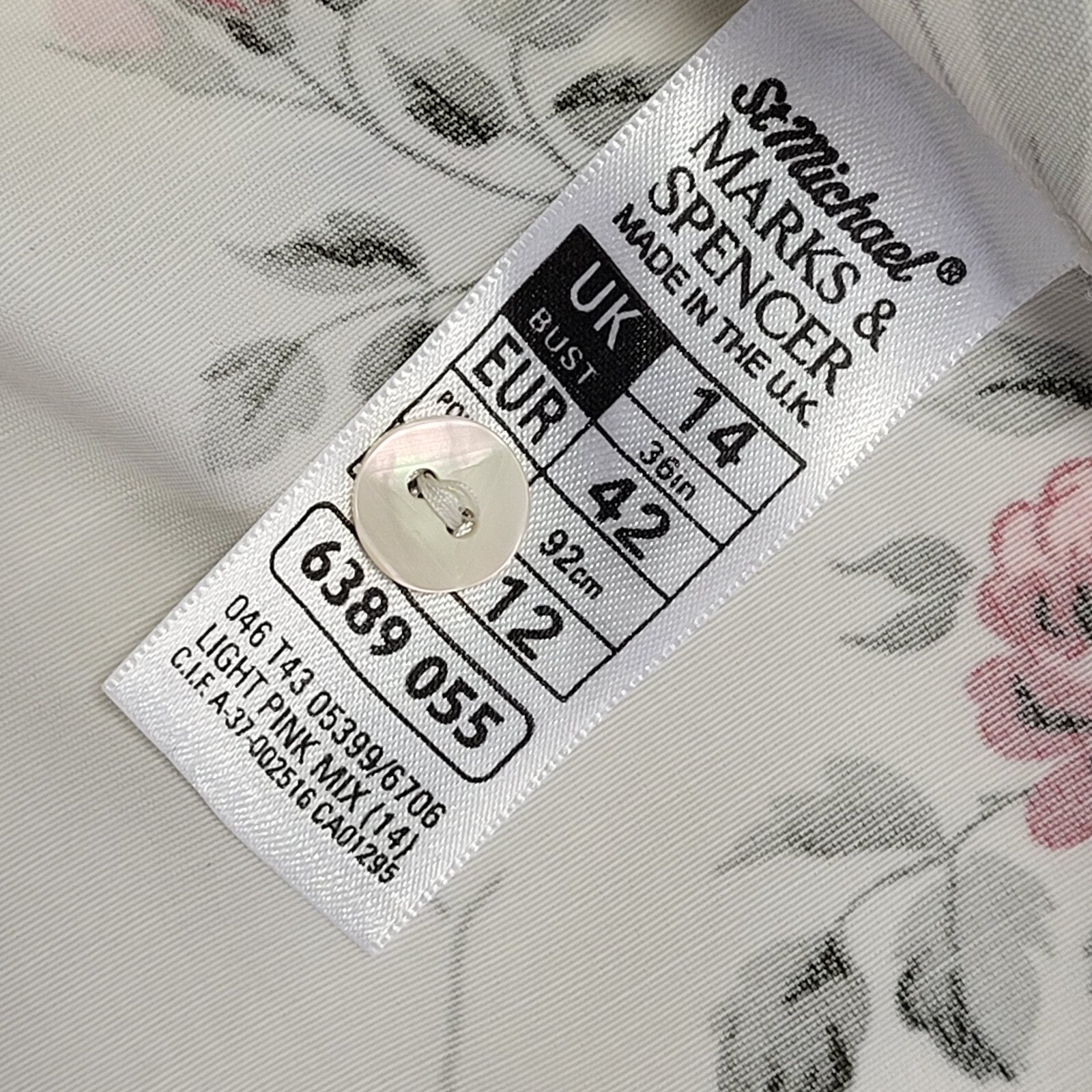 Marks and Spencer Vintage 90's White Floral Blouse Womens UK Size 14