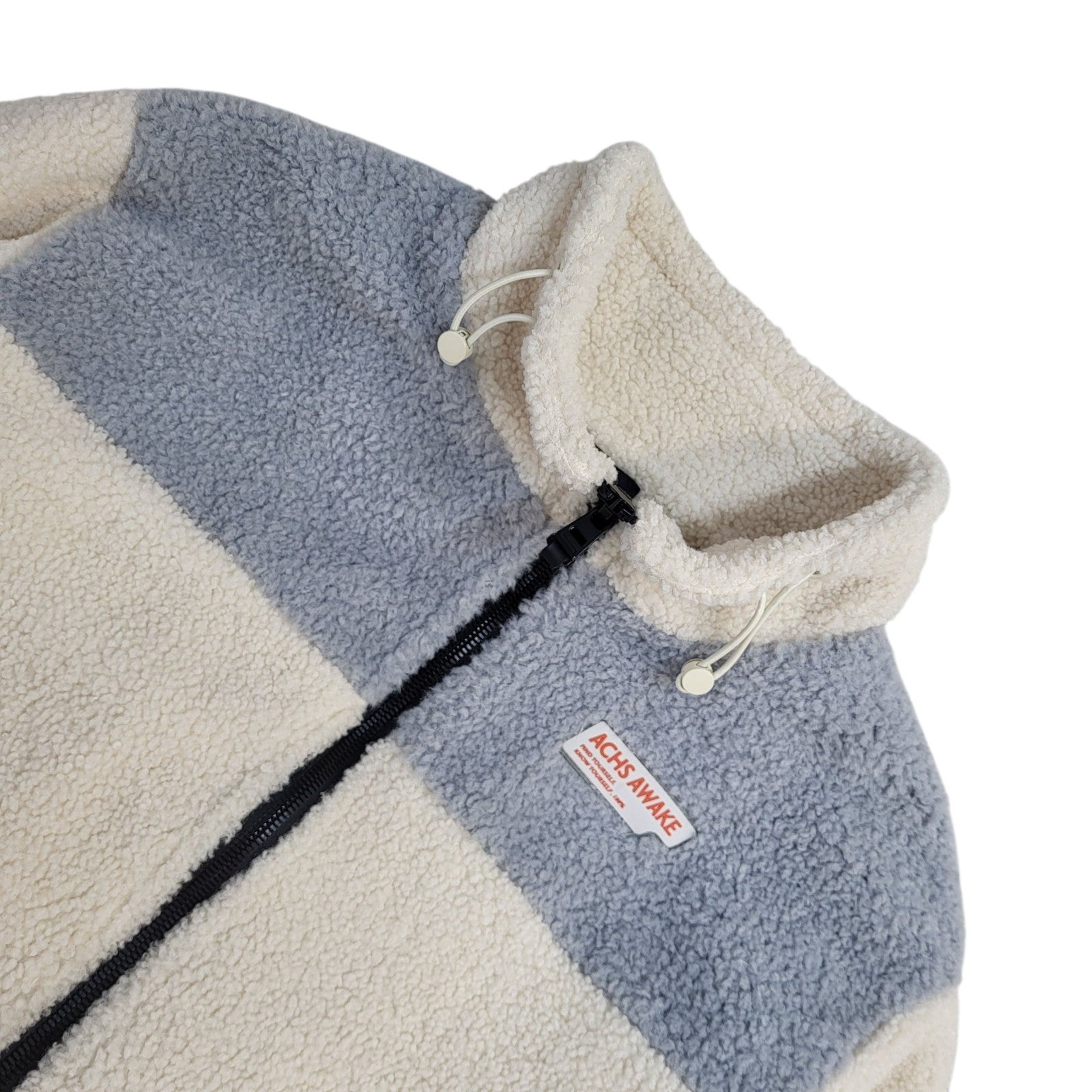 Achs Awake Cream & Grey Zipped Fleece Jacket UK Women's Size S