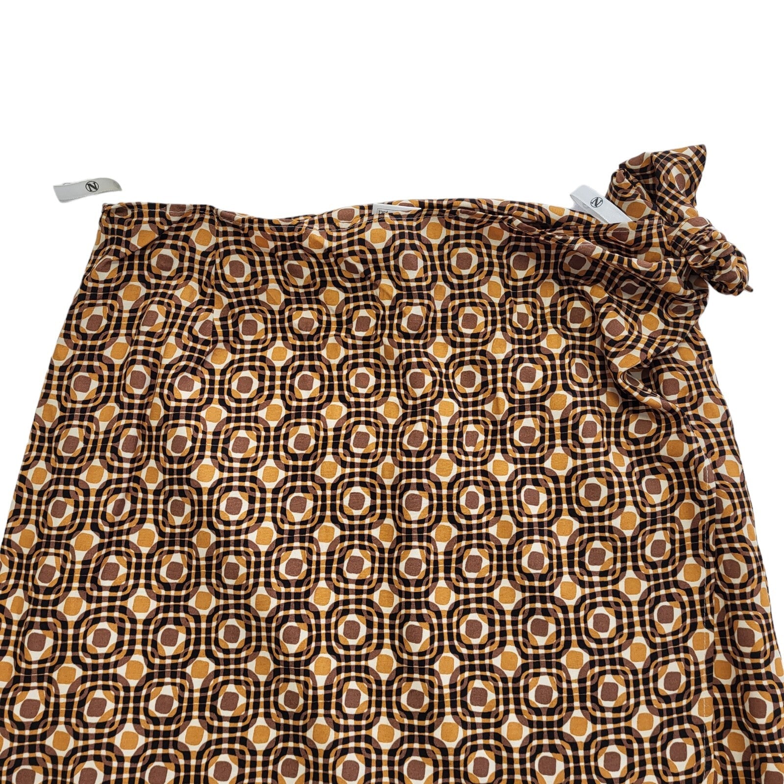 Next Vintage 80's Brown & Orange Retro Wrap Skirt Womens UK Size 14 W32