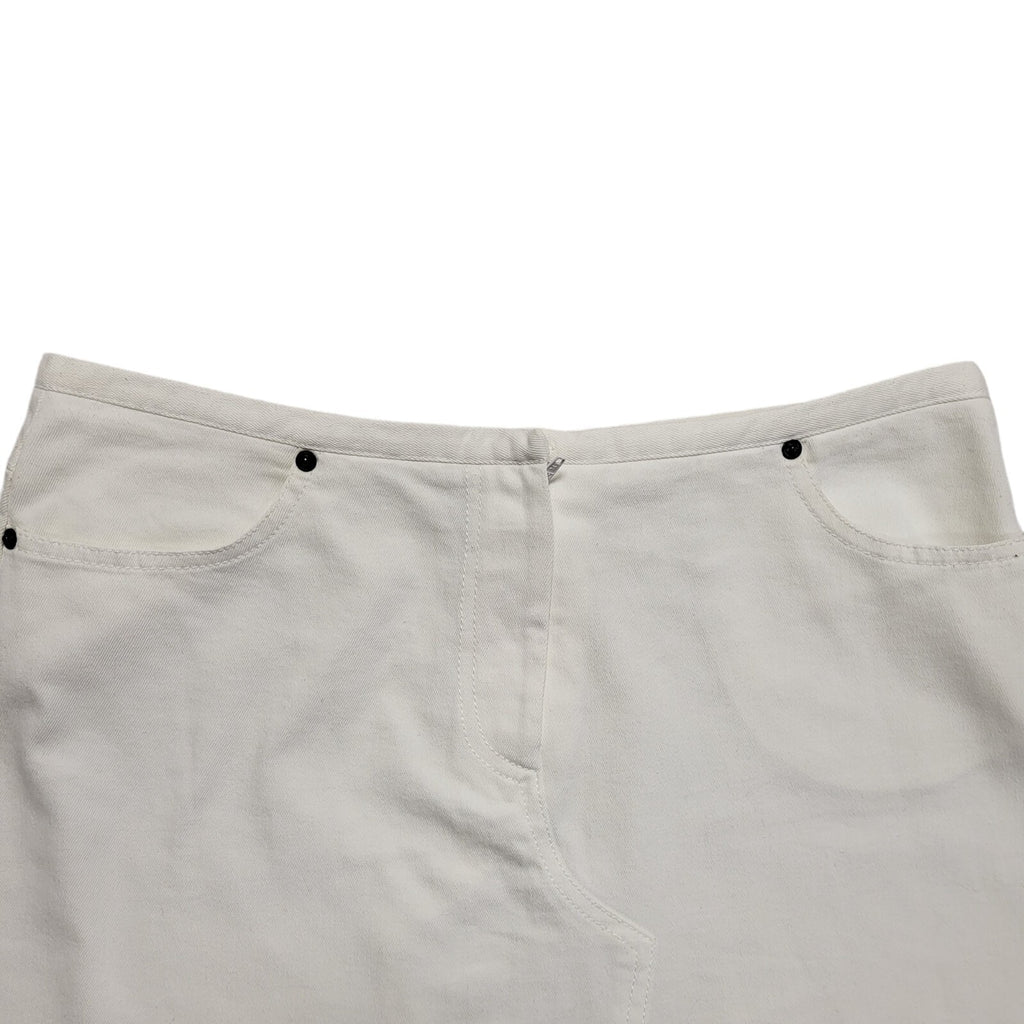 Ozone White Y2k Zipped Short Denim Skirt Uk Women's Size 12/14