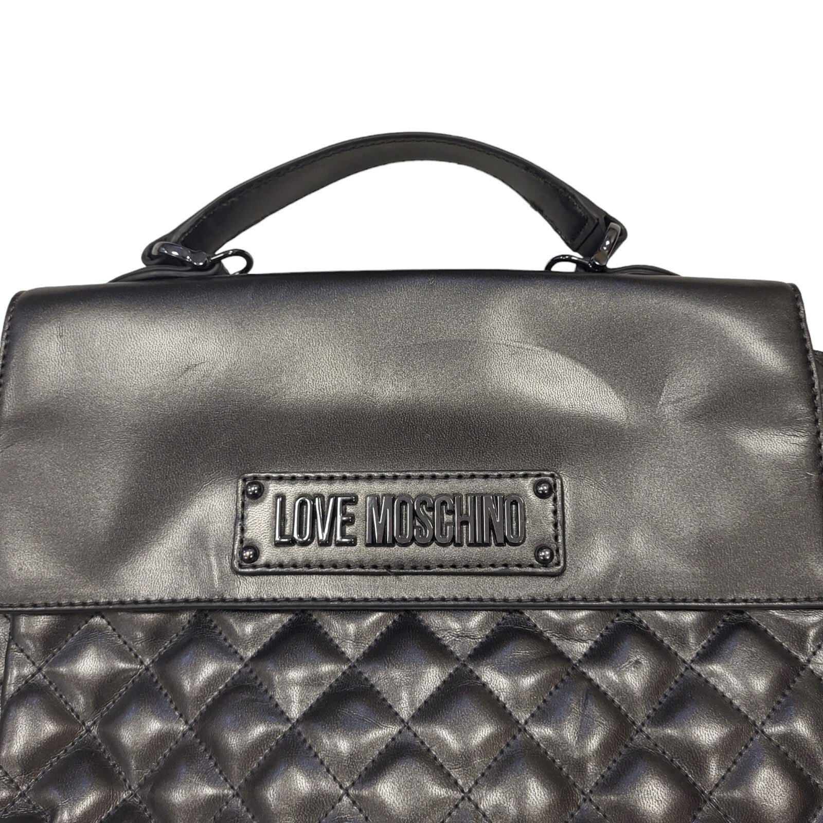 Moschino Grey Faux Leather Small Hand Bag Uk Women's Size  11" x 9"