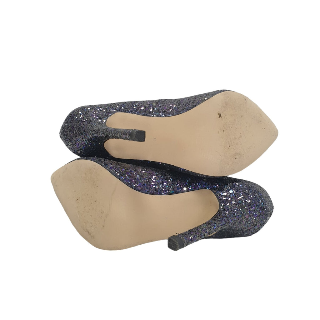 Kurt Geiger Carvela Purple Sparkly High Heel Shoes Uk 4 Eu 37