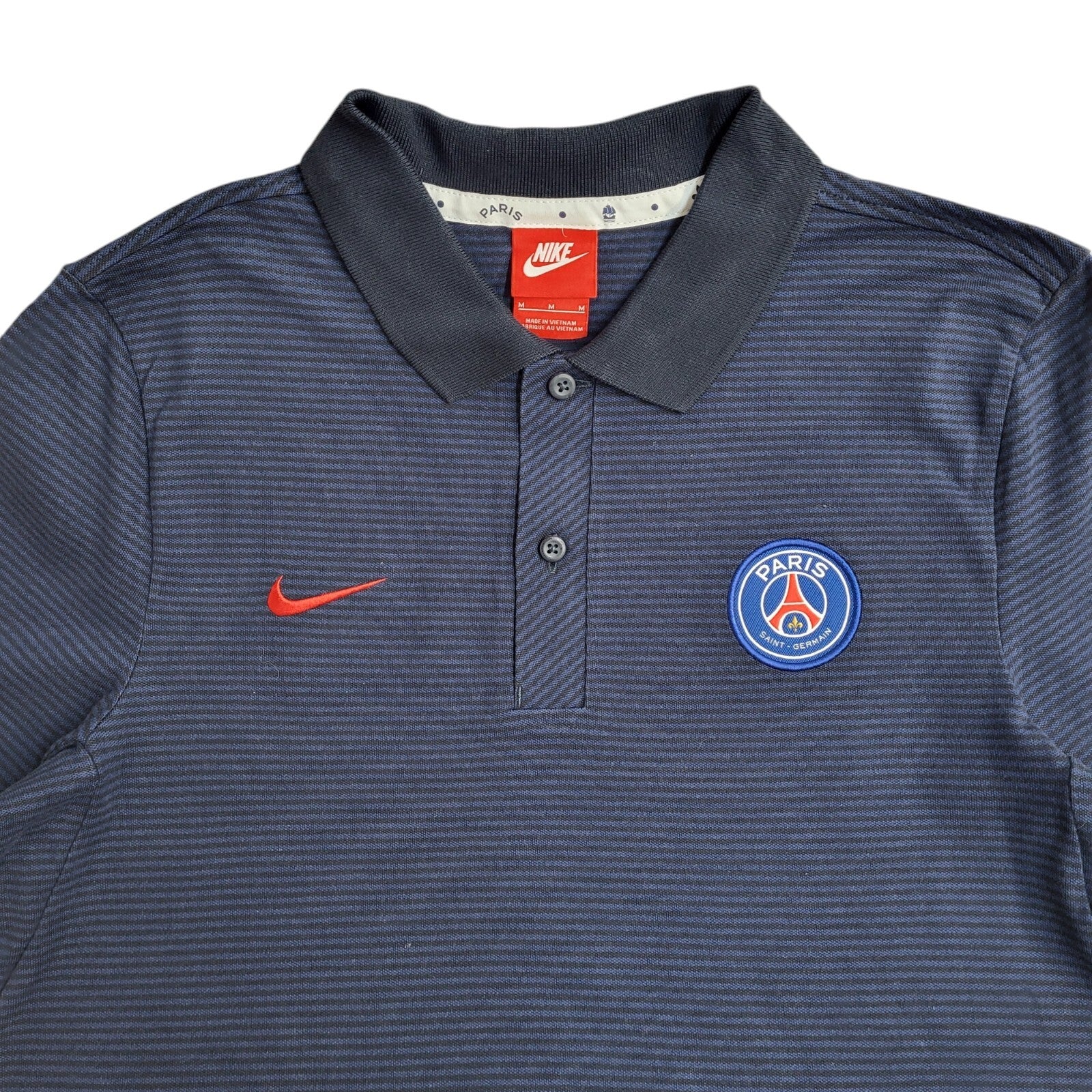 Nike Y2K Blue Stripe Paris Saint Germain Short Sleeve Polo T- Shirt Men's Size M