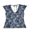 Vintage 90s Blue Abstract Sleeveless Blouse Uk Women's Size 16