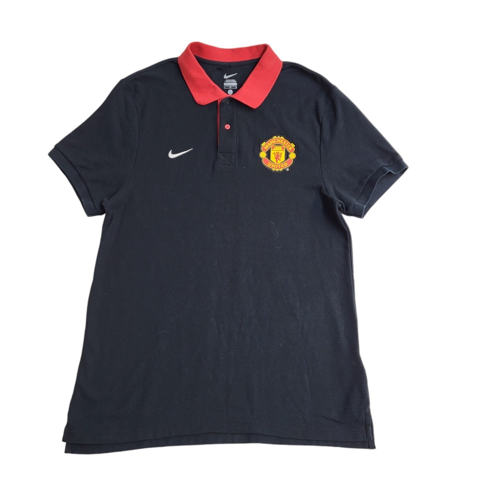 Nike 90s Black Manchester United Short Sleeve Sports Polo Shirt Men's Size L