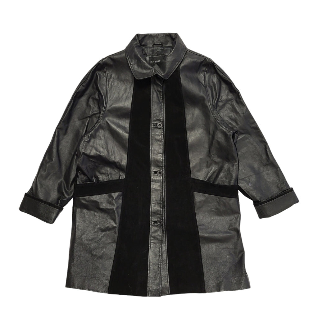 Centigrade Vintage 90s Black Zip Up Leather Coat Uk Women's Size XL