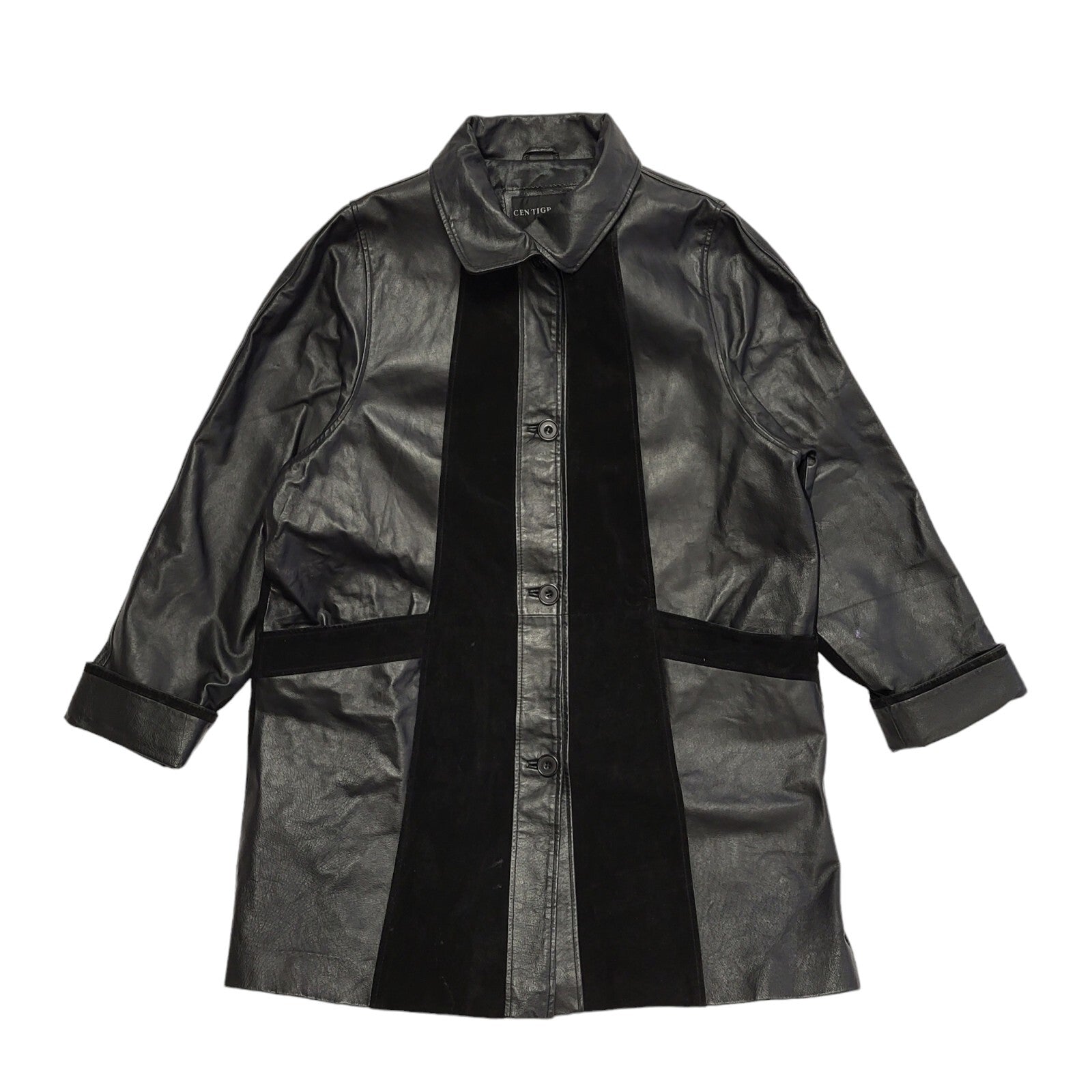 Centigrade Vintage 90s Black Zip Up Leather Coat Uk Women's Size XL