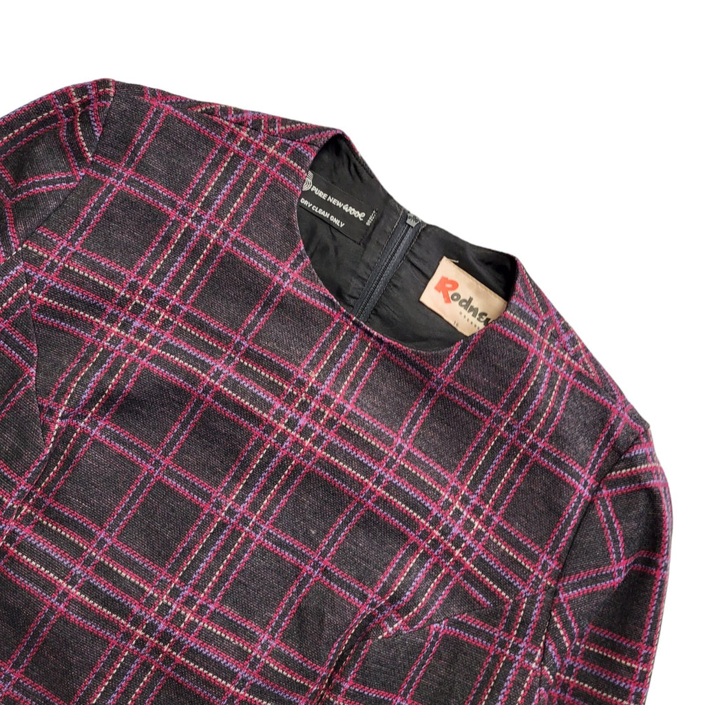 Rodney Vintage 70's Pink Check Long Sleeve Dress Uk Women's Size 16