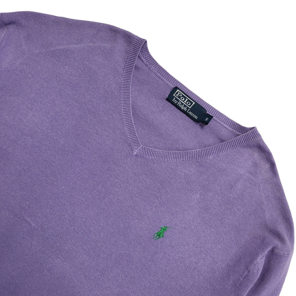 Polo Ralph Lauren Purple V-Neck Jumper Uk Men's Size Small