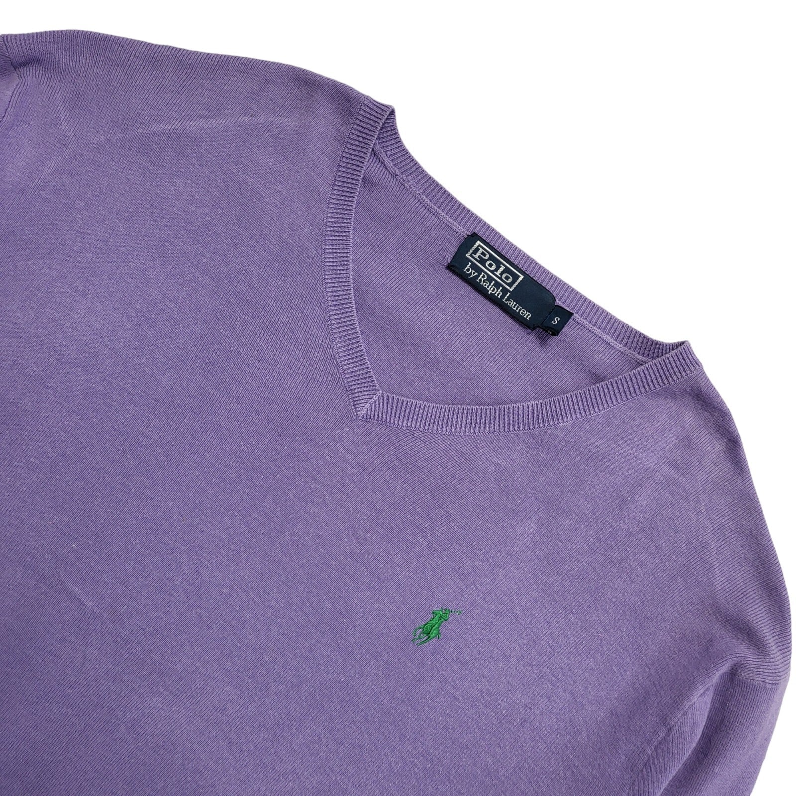 Polo Ralph Lauren Purple V-Neck Jumper Uk Men's Size Small
