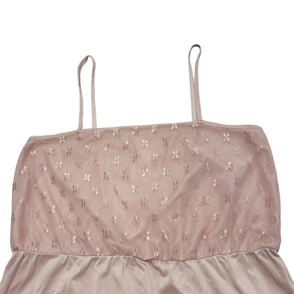 Vintage 70s St Michael Dusty Pink Nightie Nylon Dress Uk Women's Size 14
