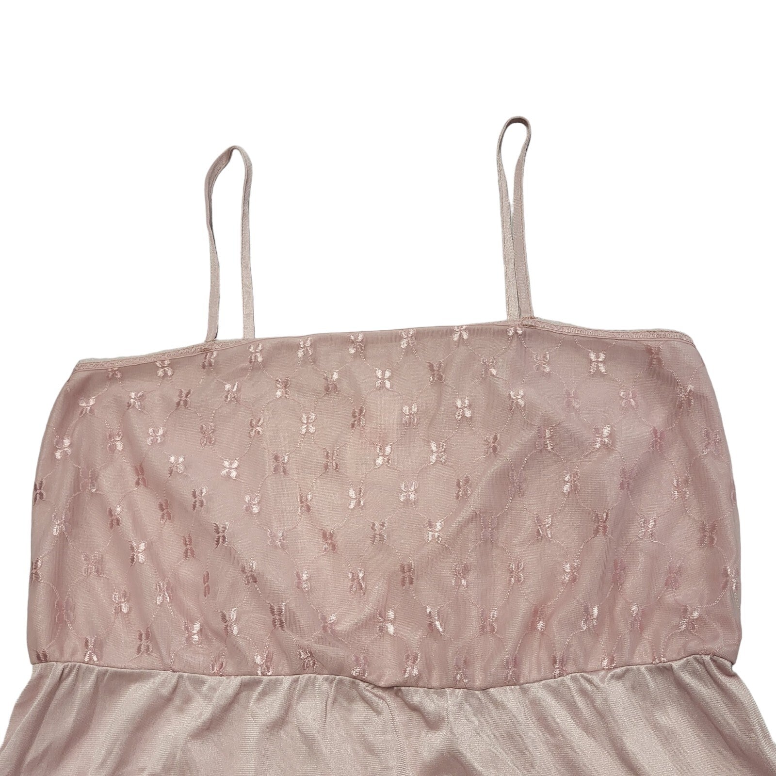 Vintage 70s St Michael Dusty Pink Nightie Nylon Dress Uk Women's Size 14