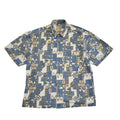 Fashion 90s Blue White Abstract Short Sleeve Retro Shirt Uk Men's Size M